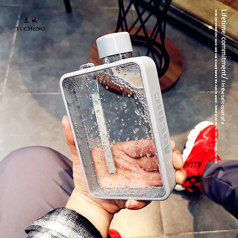 

Tritan A5 Flat Water Bottle Cup Grils A5 Flat Bottle Drinking Bottle for Water Portable Korean Creative Paper A5 Bottles