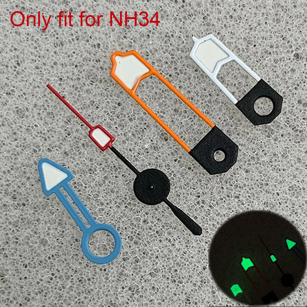 

4 Pins Watch Hands for NH34 Movement Green Luminous Gmt-Hand Modified Watch Pointers