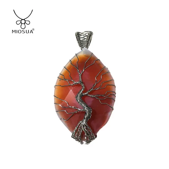 Pure Handmade Natural Stone Copper Wire Winding Pendant Oval Agate Life Tree Jade Crystal Pendant Jewelry Charms Resin Charms 1