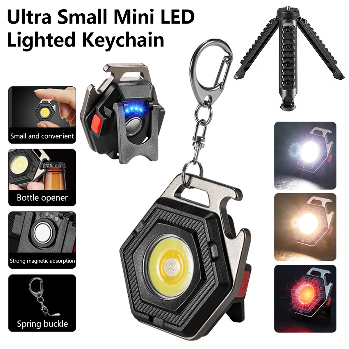 

Фонарик NewCOB с брелоком для ключей, карманный Миниатюрный магнитный светильник с зарядкой от USB