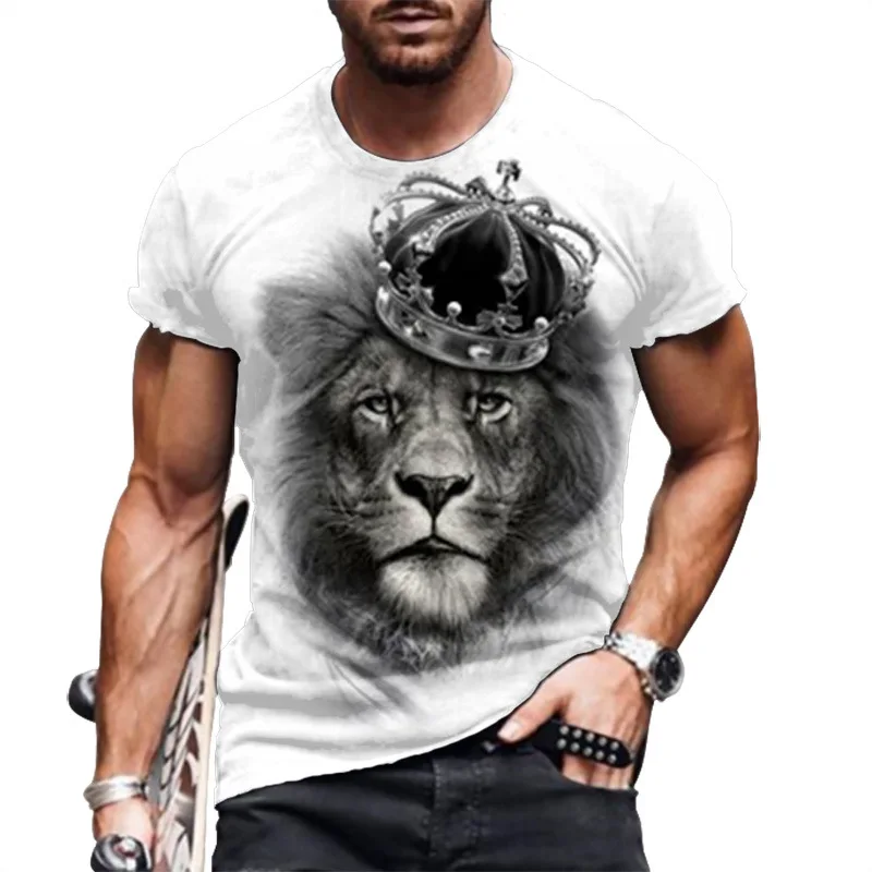 

2023 Men's Short Sleeve T-shirt Animal 3d Print Personality Casual Loose Outdoor Sportswear Size XXS-6XL Crewneck Top