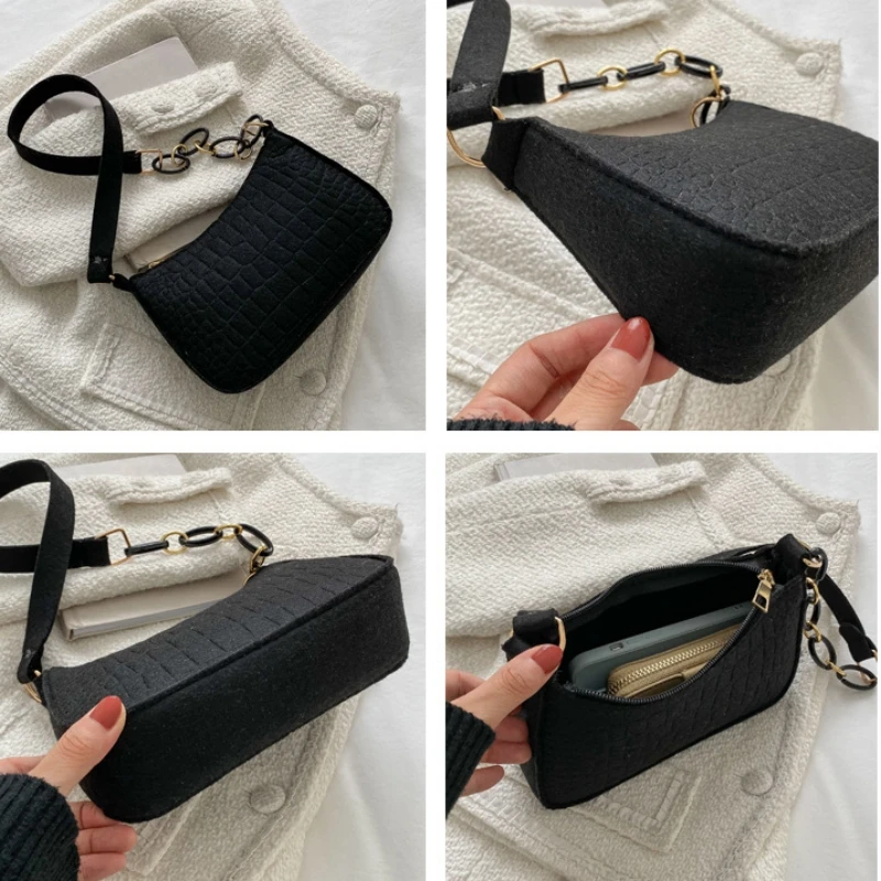 One Shoulder Bag 2023 New Women's Subaxillary Bag Niche Design Advanced Texture Armpit Handbag Crescent Saddle Bag Dermatoglyph