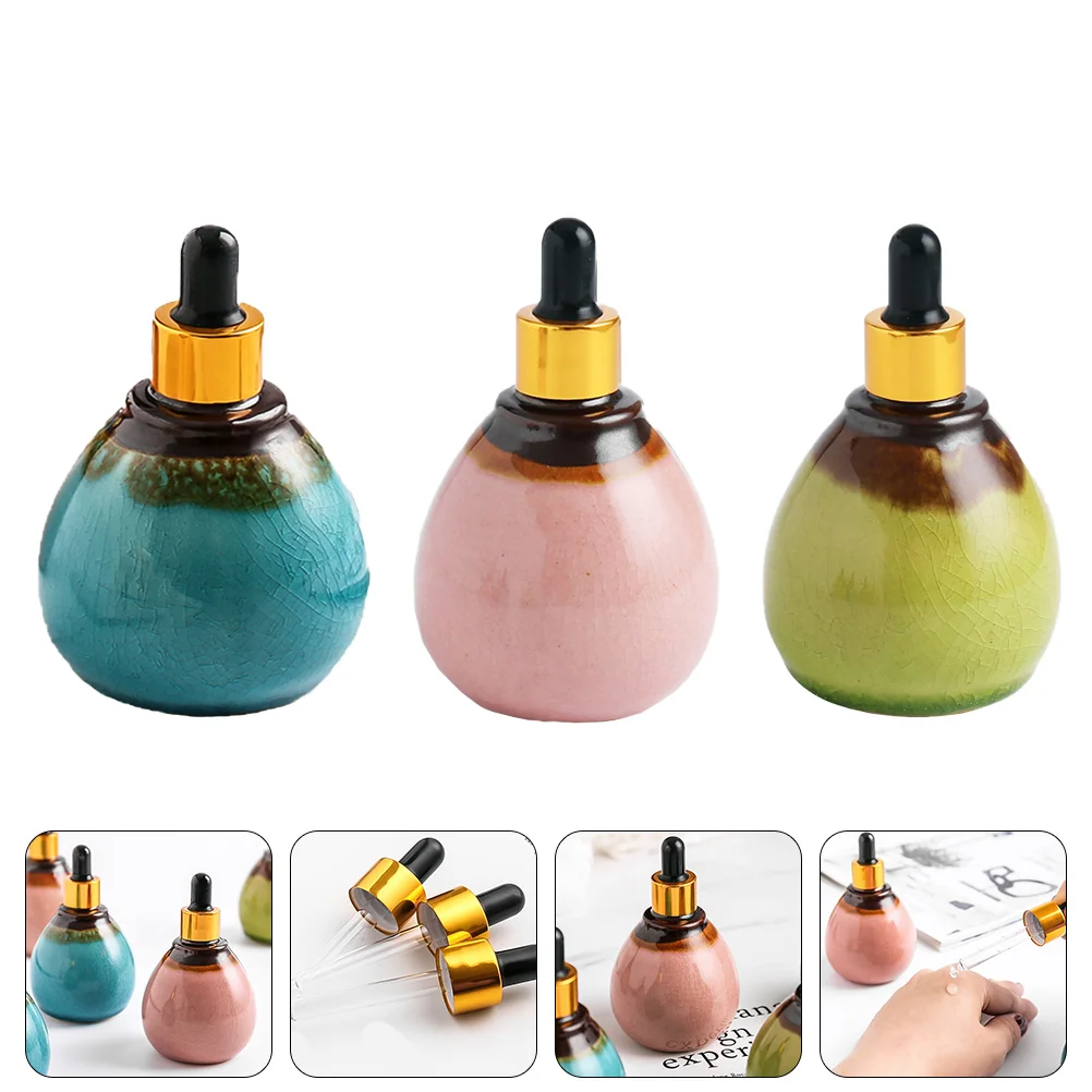 

Ceramic Essential Oil Pot Sub Bottles Liquid Dropper Sub-packaging Storage Refillable Convenient Sample Containers