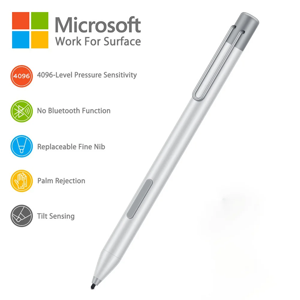 

Metal Stylus With Portable Clip Electronic Pen 4096 Pressure Sensitive Stylus for Microsoft Surface Go Pro7/6/5/4/3/book Go