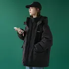 Черная мягкая куртка-карго, Женское пальто, Осень-зима 2022, новое корейское модное повседневное свободное утепленное пальто в стиле преппи для улицы