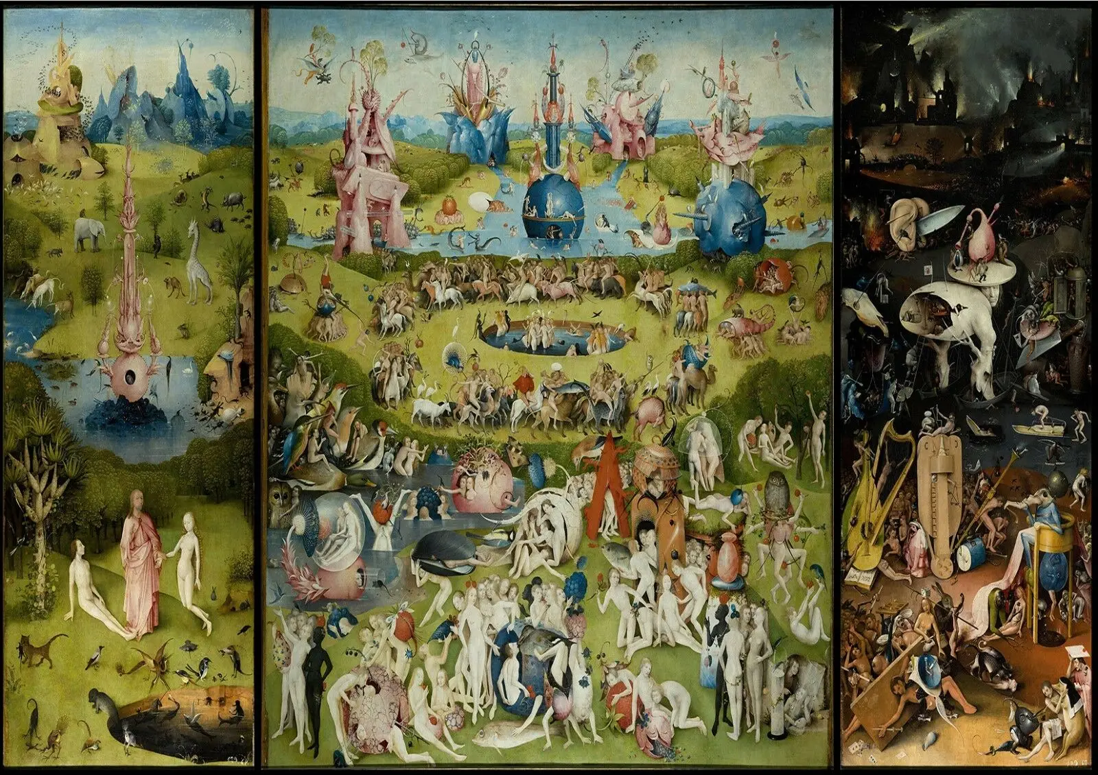 

The Garden of Earthly Delights Hieronymus Bosch TGOE Print Art Canvas Poster For Living Room Decoration Home Wall Picture