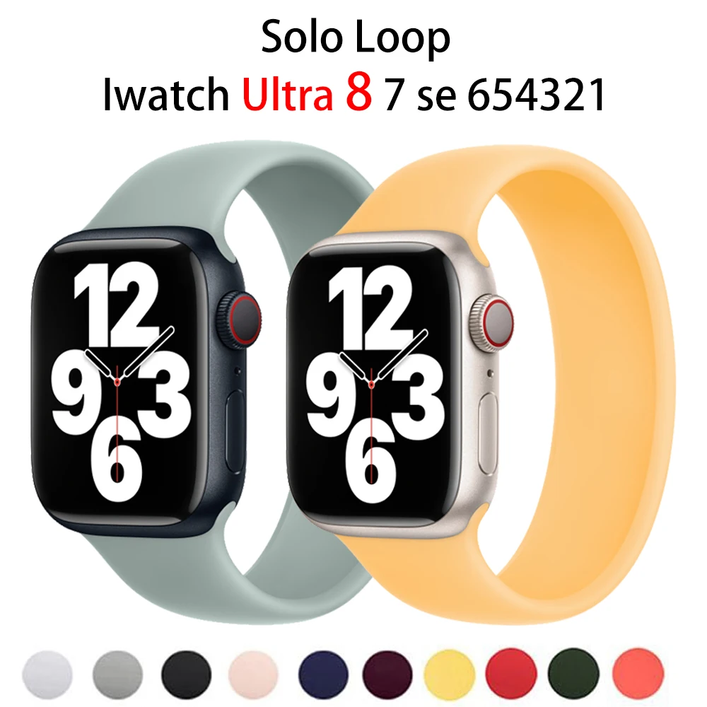 

Ремешок силиконовый Solo Loop для Apple Watch Band 44 мм 40 мм 45 мм 41 мм 49 мм, эластичный силиконовый браслет для iwatch Ultra series 7 se 3 5 6