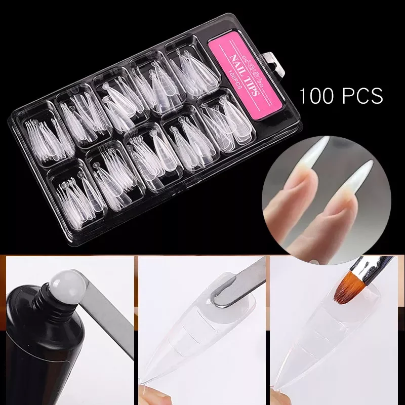 

Full Cover Nails Extension Tips Sculpted Clear False Nail Molds for Extension extension Building Gel Polish Fake Artificial Tool