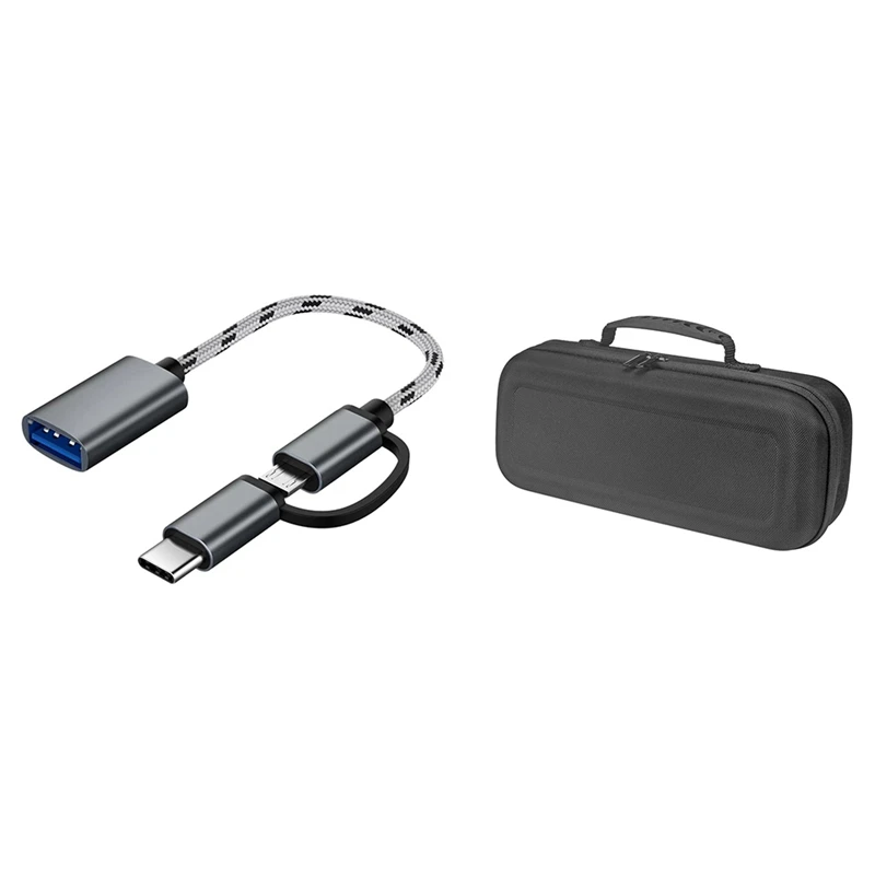 

2 In 1 USB OTG Cable Type-C/Micro-USB To USB 3.0 Adapter Data Transfer Cable (Grey) & EVA Case Box For Sony SRS-XB33