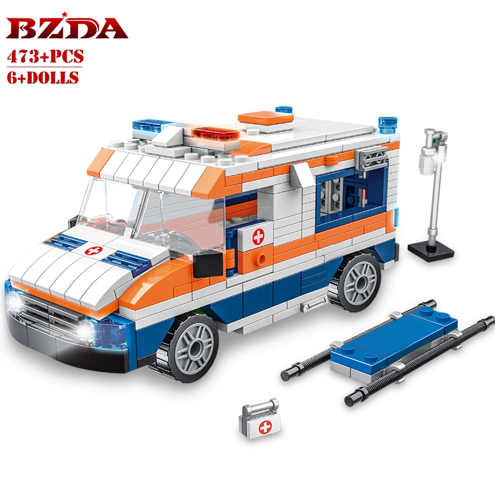 

BZDA New City Series Medical Ambulance Building Blocks Kits Bricks Set Classic Model Kids Educational Toys For Children Gifts