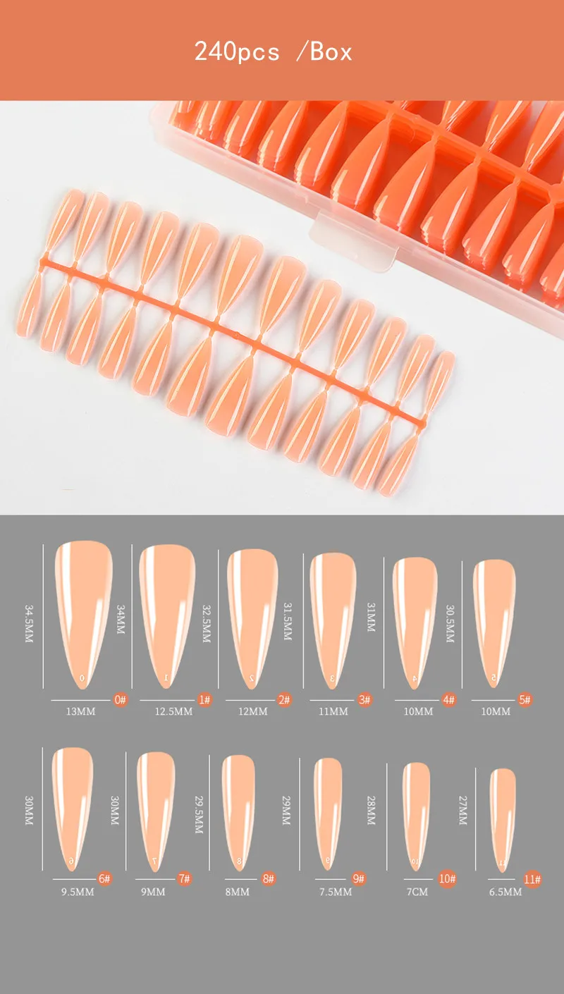 240 шт./коробка искусственные накладные ногти для наращивания ногтей