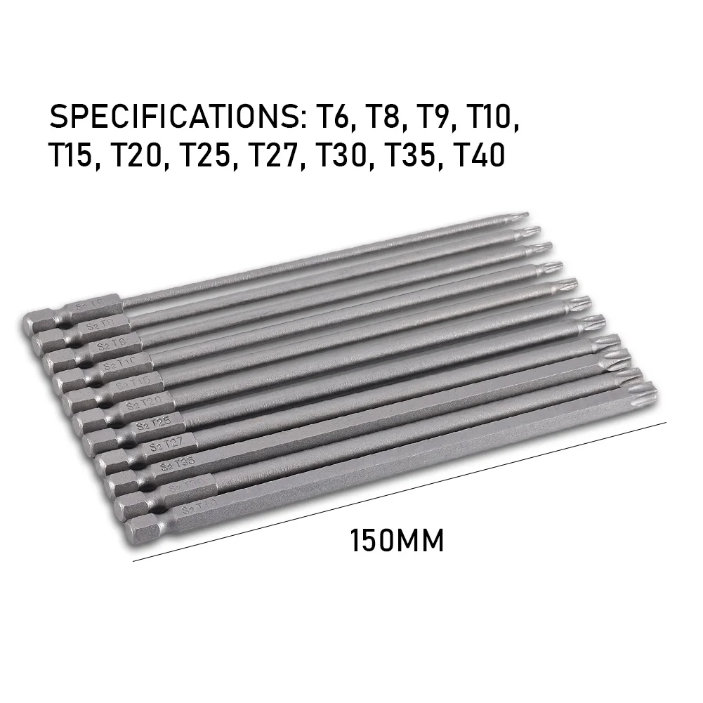 11 шт. 150 мм набор отверток портативный T6-T40 S2 стальных шестигранный шатун Torx ручные