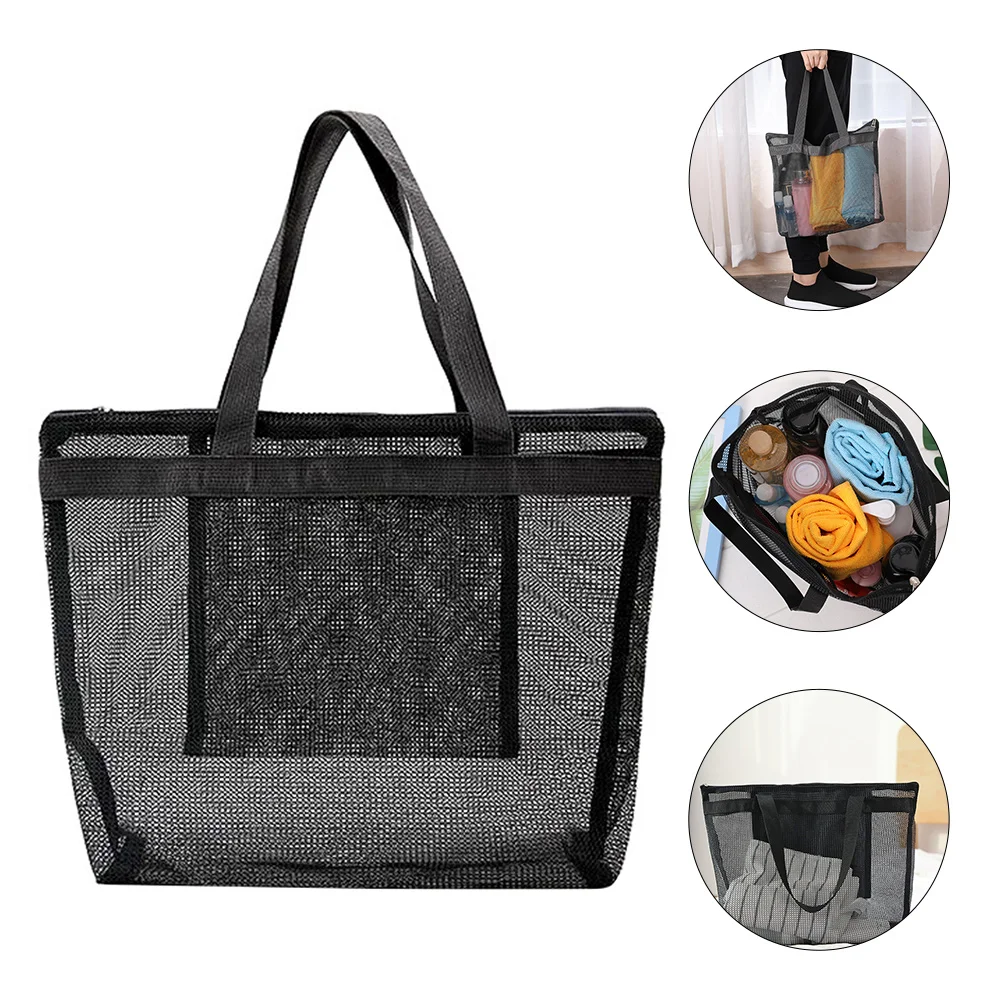 

Bag Beach Tote Black Meshoversized Poolgrocery Durable Swim Large Family Produce Extra Net Picnic