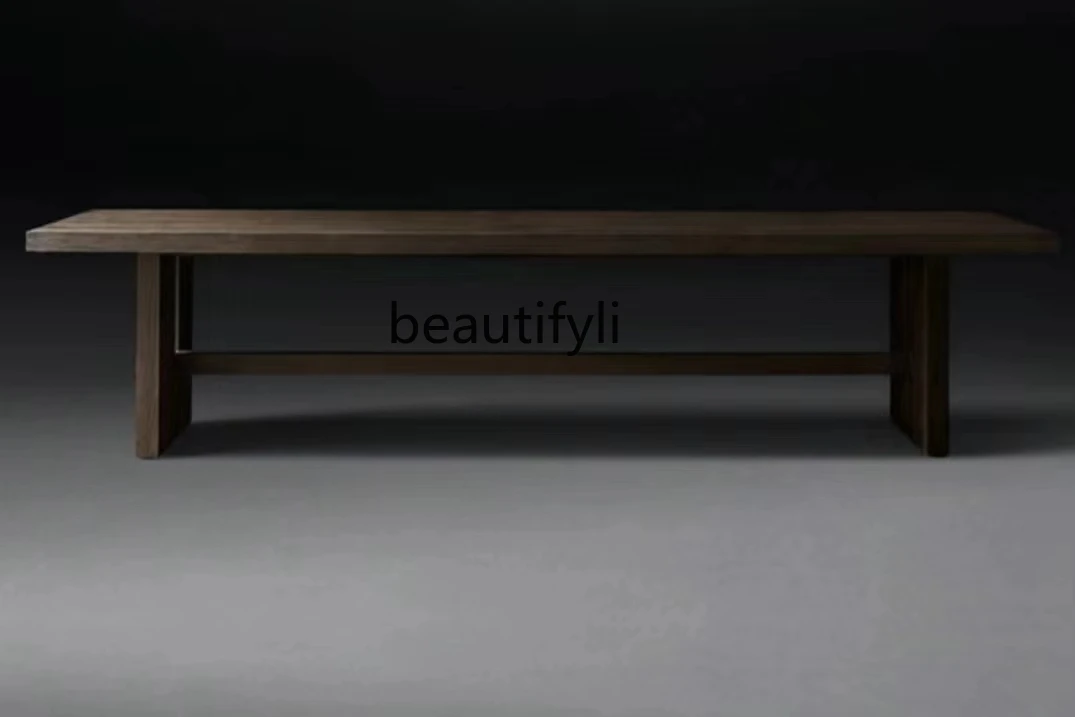 Обеденный стол из цельного дерева в стиле ретро Miji большой письменный