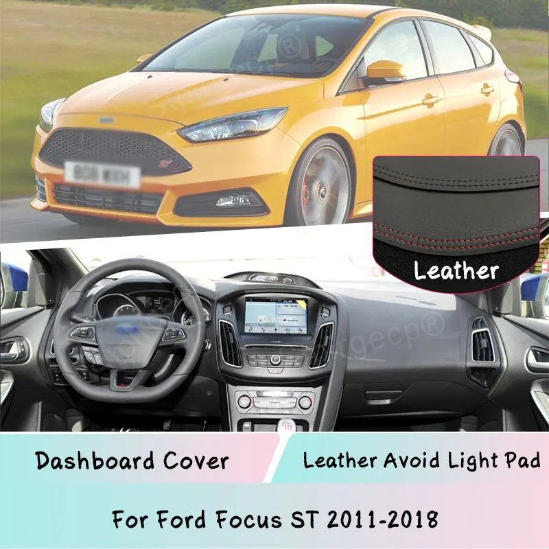 

Кожаный коврик для приборной панели Ford Focus ST 2011-2018, защита от солнца, аксессуары для автомобиля