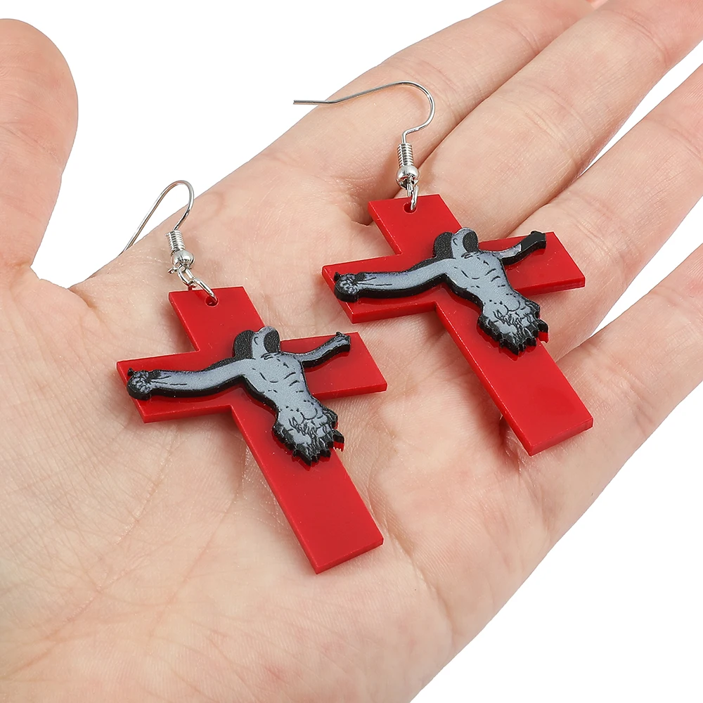 

NEON GENESIS EVANGELION EVA NERV Lilith Cross Pendant Necklace Earrings For Men Women Acrylic Earrings Jewelry