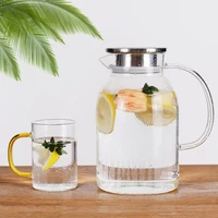1200 2000ml large capacity glass cooling kettle household transparent cooling kettle set thickened creative juice kettle