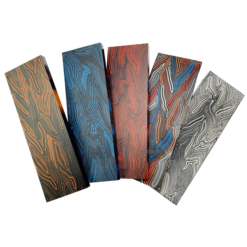

1pcs Micarta Knife Handle G10 Composite material Damascus Pattern Black/Red/Orange/Blue Template Supplies 130/270/670mm Long