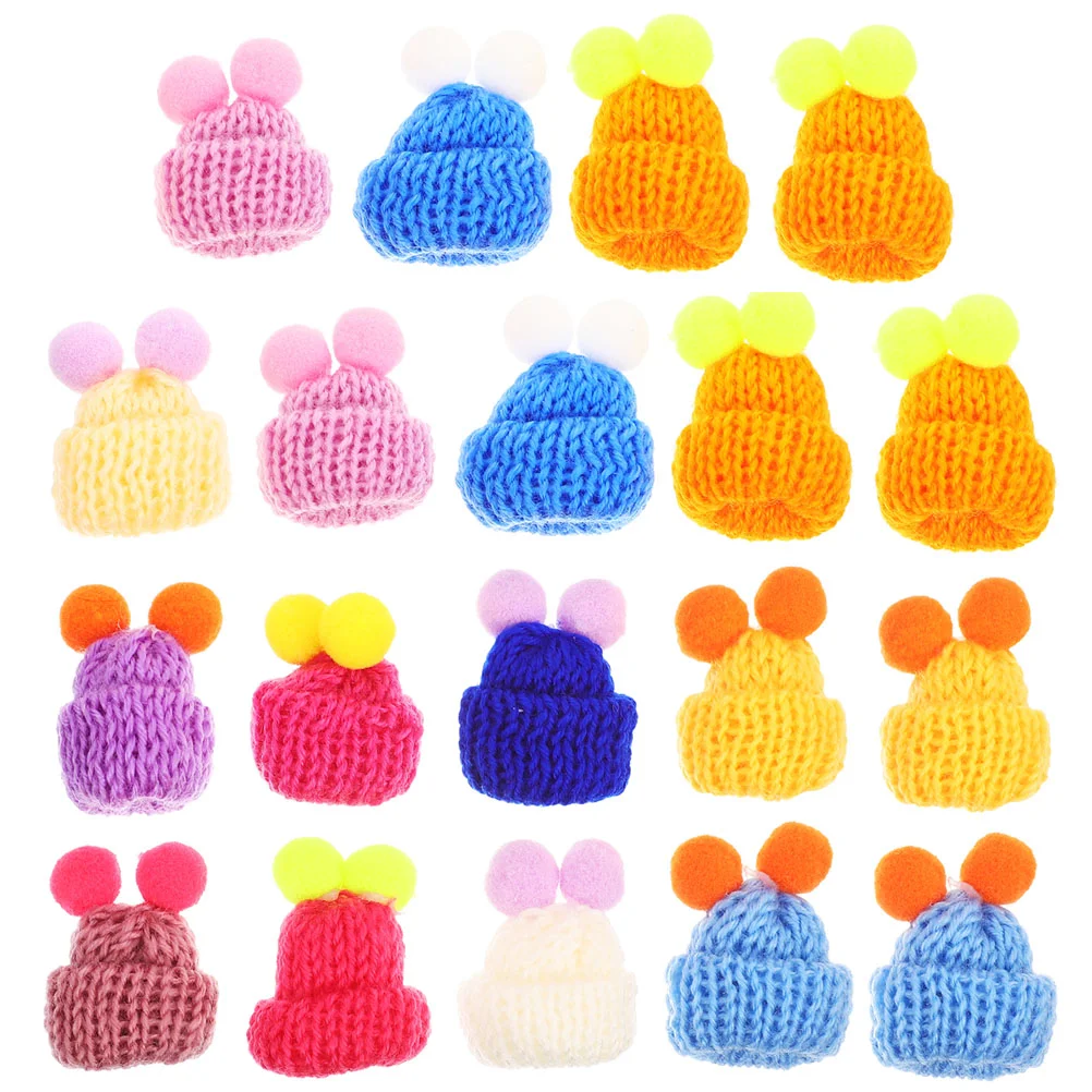 

60pcs DIY Mini Knitting Hats Decorative Knitted Hats DIY Craft Hat Ornaments Mini House Decors