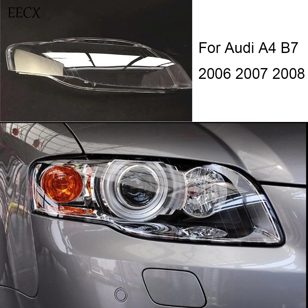 

Передняя лампа для Audi A4 B7 2006 2007 2008, зеркальная оболочка, прозрачная крышка объектива, замена оригинального абажура