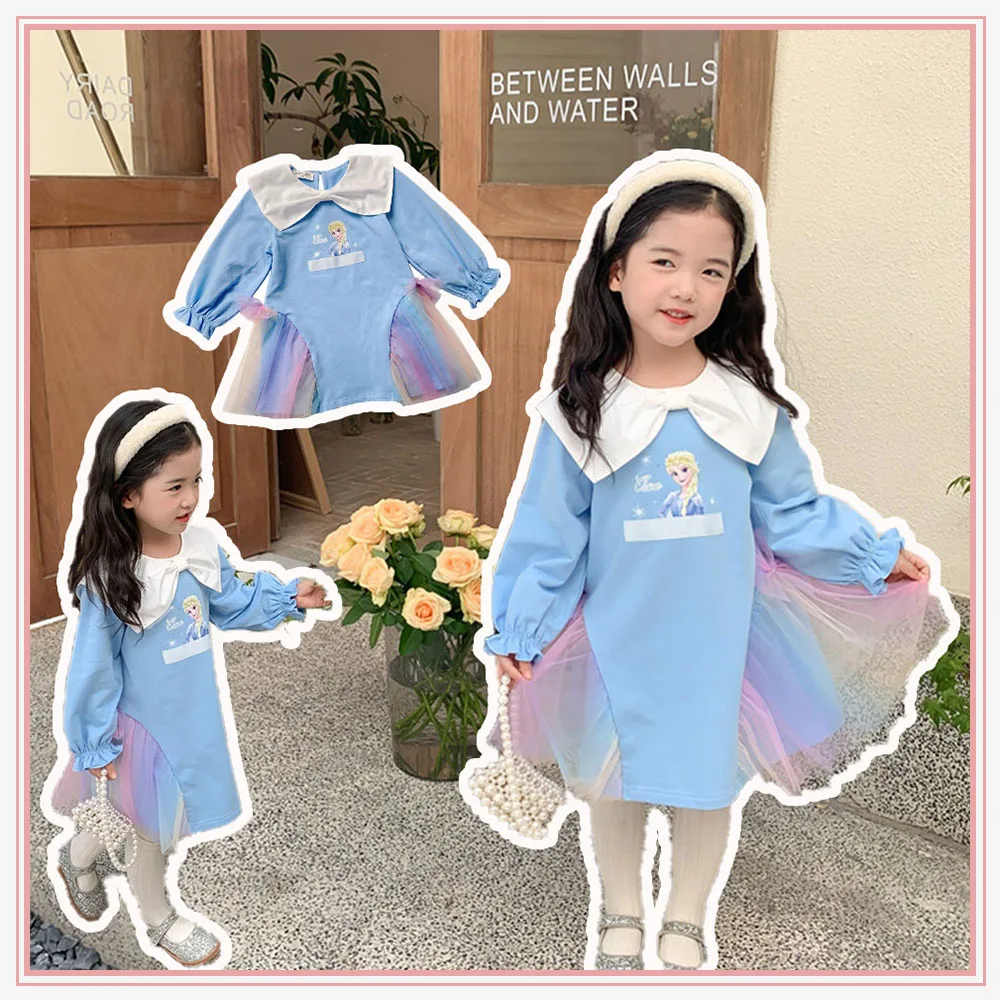 

Disney Girls Aisha Princess Dress Spring 2023 Girl Long Sleeve Cartoon Toddler Dress Fall Kids Frozen Elsa Clothes Party Dresses