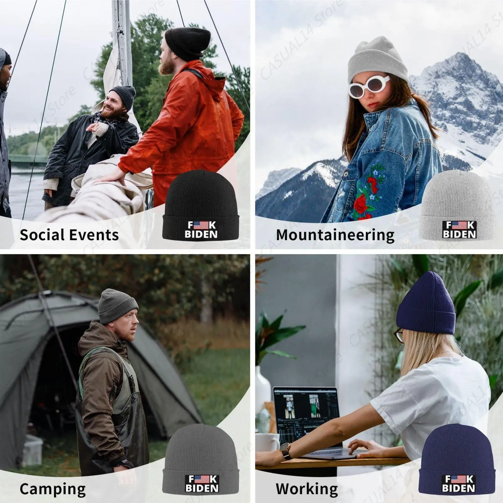Fxck Biden шапка-бини с американским флагом мужская зимняя теплая шапка женская
