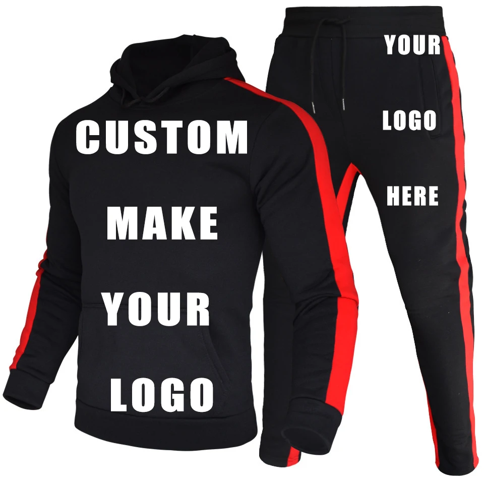 Custom Logos Customized Made Men's Tracksuit  Sets DIY Design Survette Print  Jersery Homme Hoodie Jogger Sports Pant  Sweatsuit