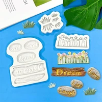 small grass flower cluster diy fondant cake chocolate decoration silicone mold bark wood grain letter baking tools accessories