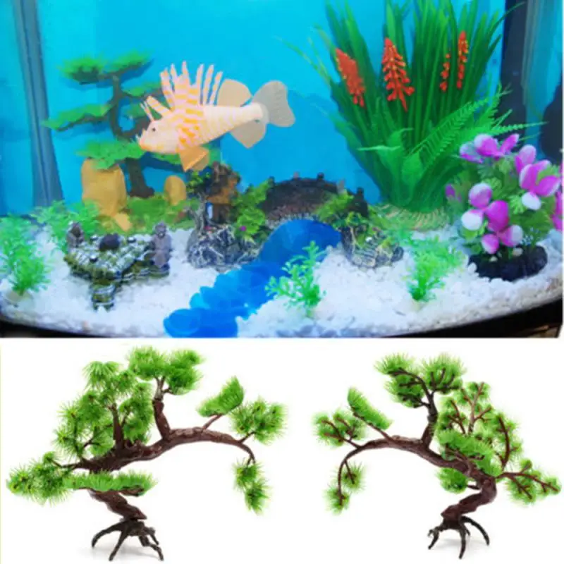

13CM Artificial Plastic Pine Tree Bonsai Pines Plants For Fish Tank Aquarium Ornament Artificial Decorations Household Supplies