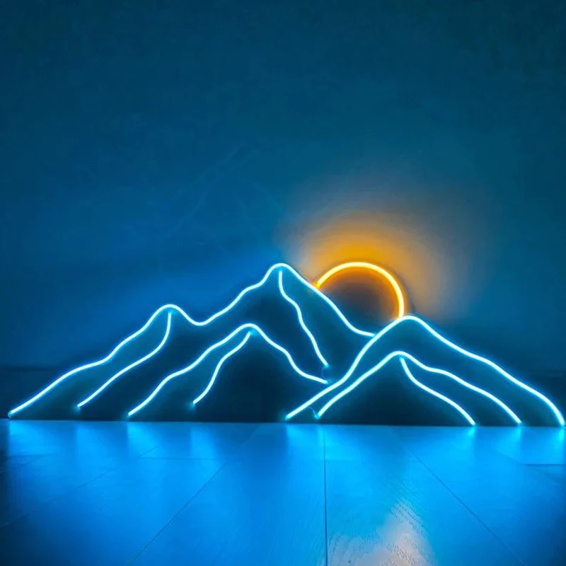 Custom Neon Light Led Mountain Neon Sunrise Sunset Sign For Home Decoration Wall Art Room Bar Decor Night Lamp