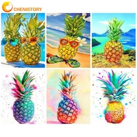 chenistory oil painting by numbers hand painting coloring by numbers pineapple fruit number painting home decor diy gift