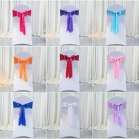 1pcs wedding chair knot satin bow tie elastic chair sash band for hotel banquet wedding party decoration multi color wholesale