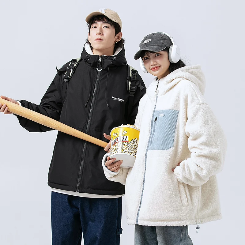 Модная двухсторонняя Мужская куртка зимняя кашемировая Толстая из овечьей