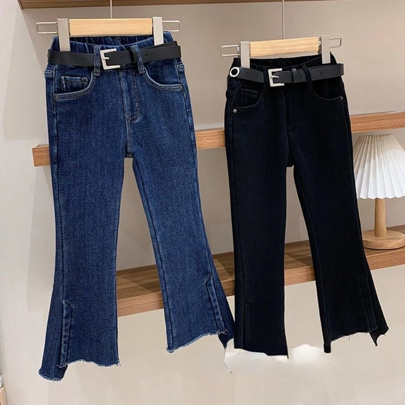 

2022 джинсы для девочек, весенние, легкие, расклешенные, в Корейском стиле