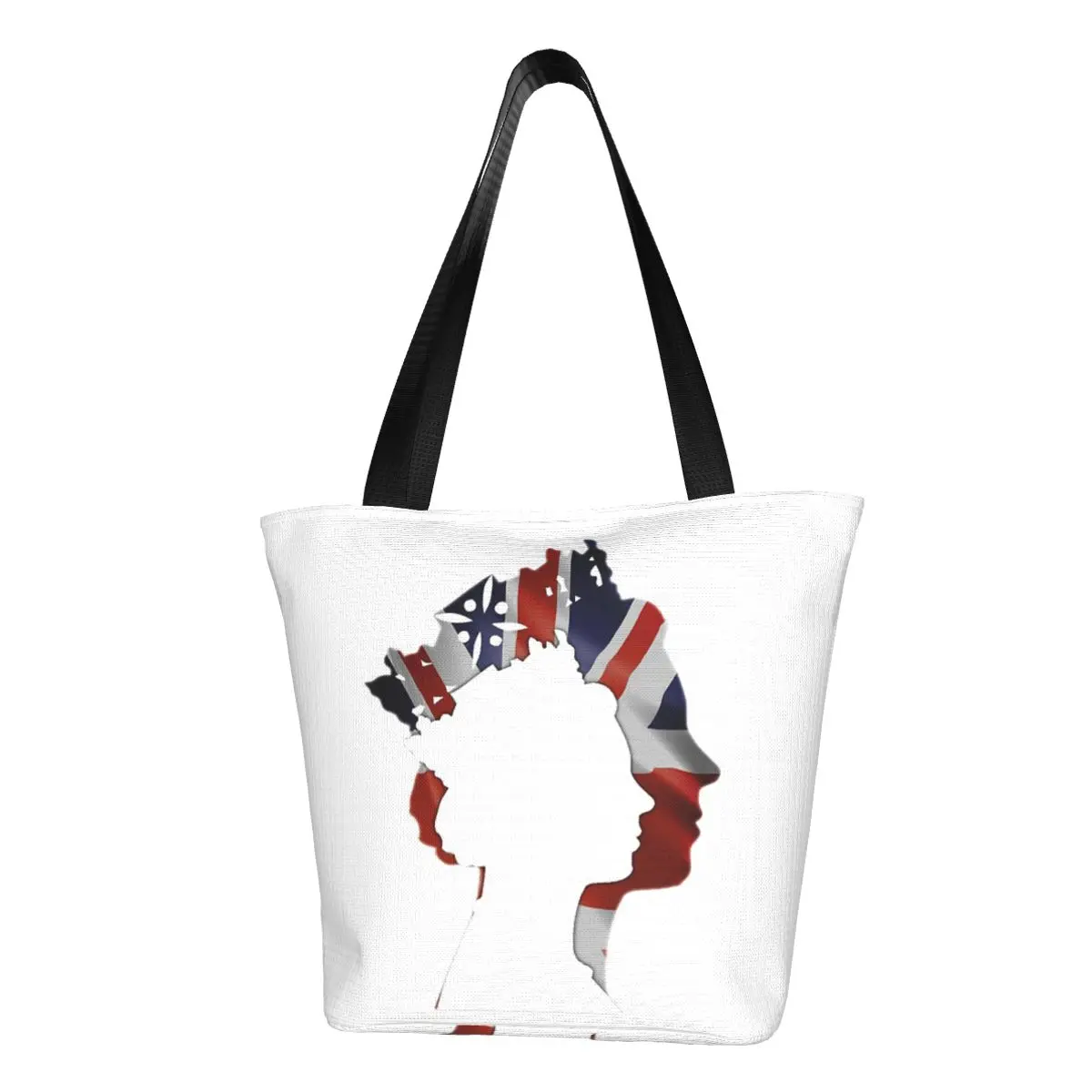 

Queen Elizabeth Shopper Bag British Flag 1952-2022 Casual Handbags Cloth Travel Tote Bag Women Custom Beach Bag
