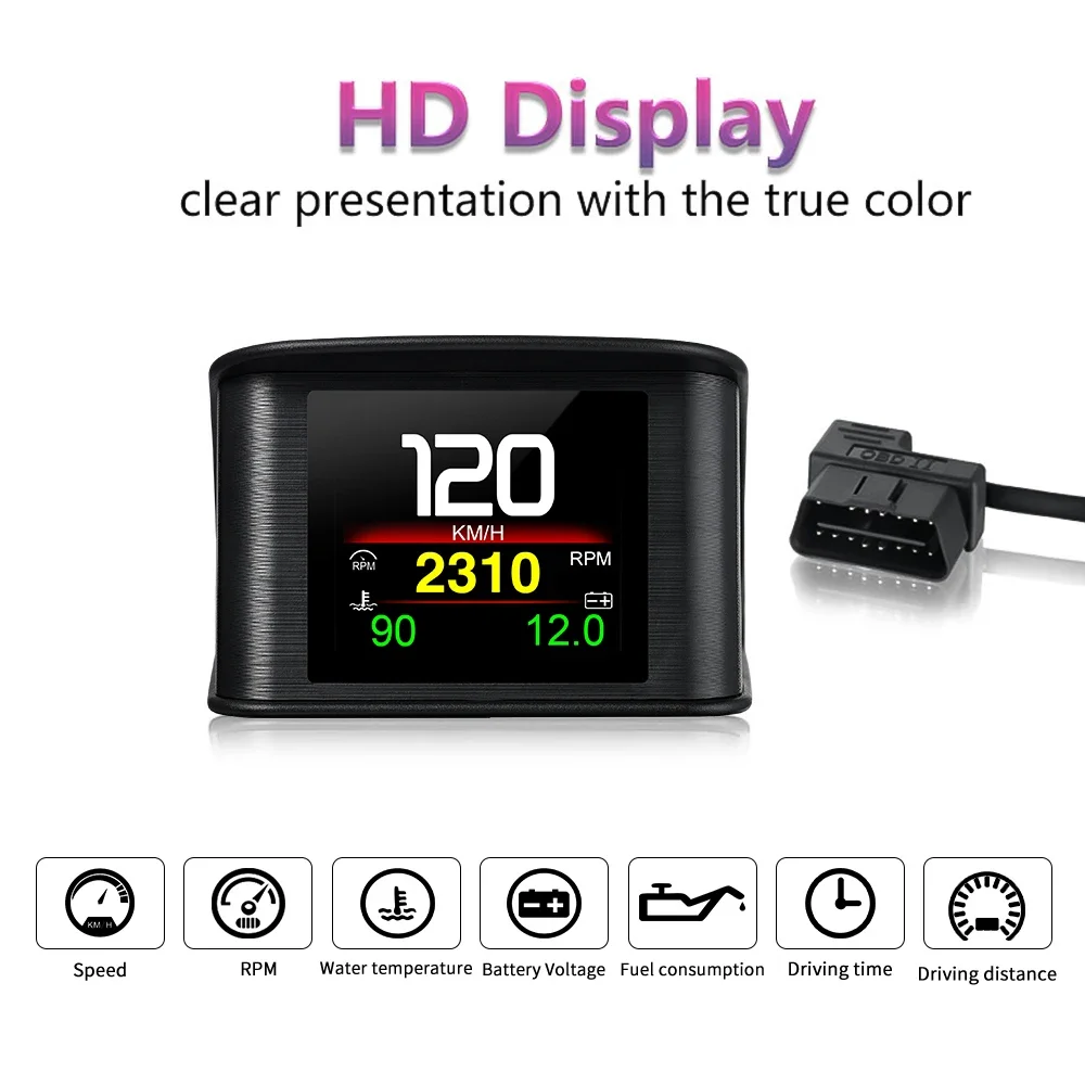 Автомобильный проекционный дисплей P10 PRO OBD2, цифровой спидометр, бортовой компьютер, сигнализация о превышении скорости, код неисправности двигателя, электронные аксессуары (art.: 3920db883dace) - 3920db883dace