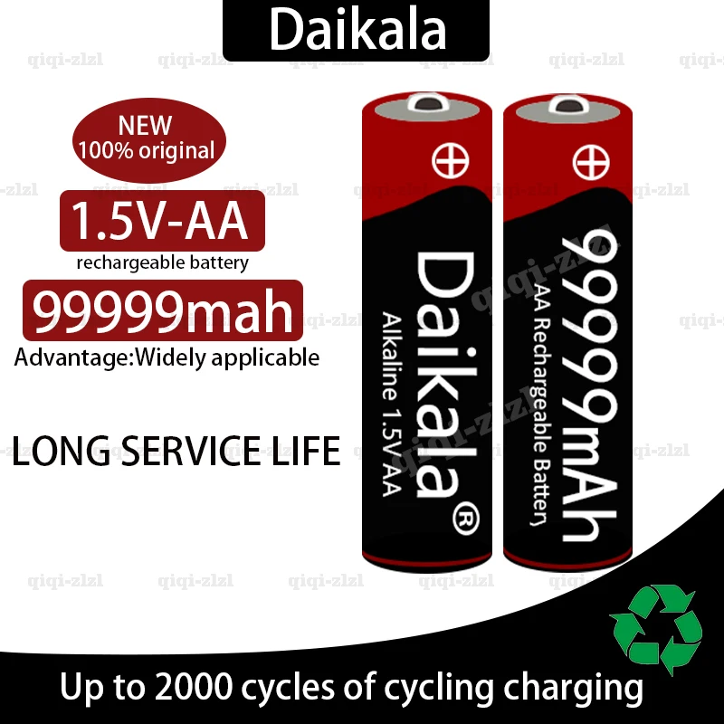 

Large Capacity AA Rechargeable Battery 99999 Mah 1.5V New Alkaline Rechargeable Battery, Suitable for LED Lights, Toys, MP3