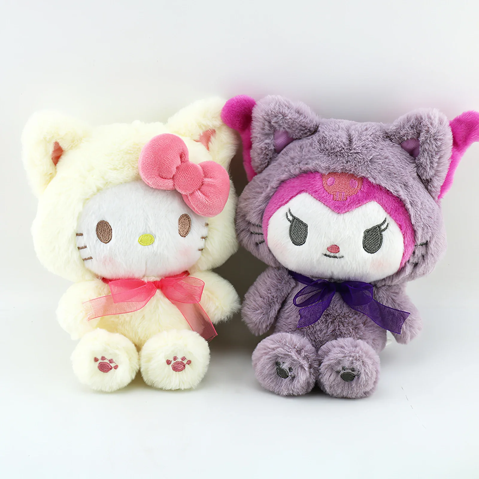 

22cm Cartoon Sanrio Hello Kitty Kuromi Melody Plush Toy Kawaii Cross-dressing Cinnamoroll Plushies Soft Stuffed Doll Girls Gift