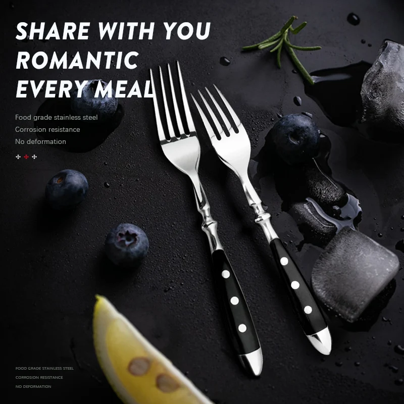 

4/6/8 PCS Stainless Steel Dinner Fork Set Modern Western Style Dishes Fruit Dessert European Fine Dining Tableware