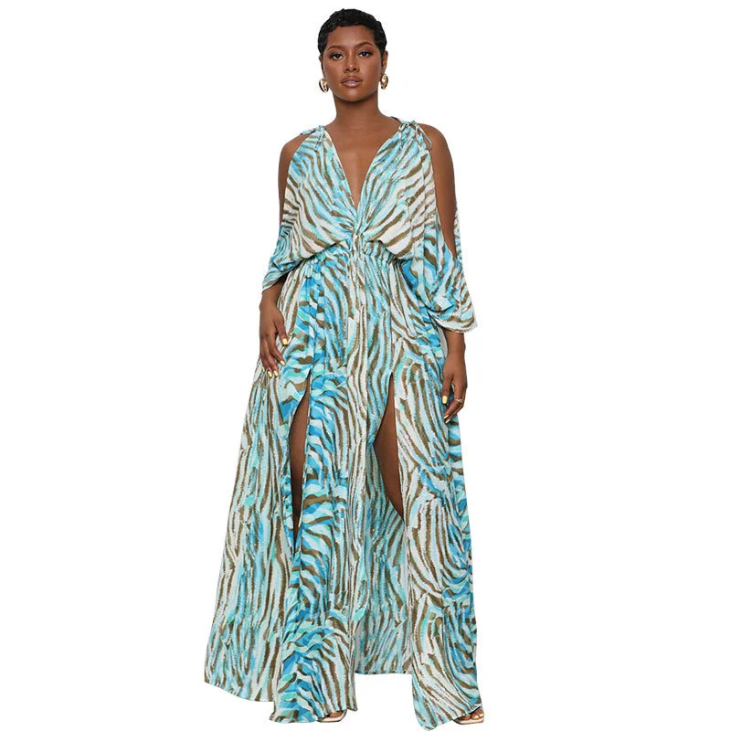 

2022 женское платье без рукавов с принтом, платье на бретельках во французском стиле с большим разрезом и V-образным вырезом