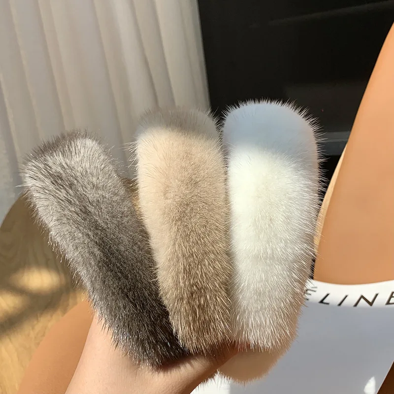 

Female Real Mink fur headband Women Hair Genuin Fur Accessories Padded Winter Hair Hoop