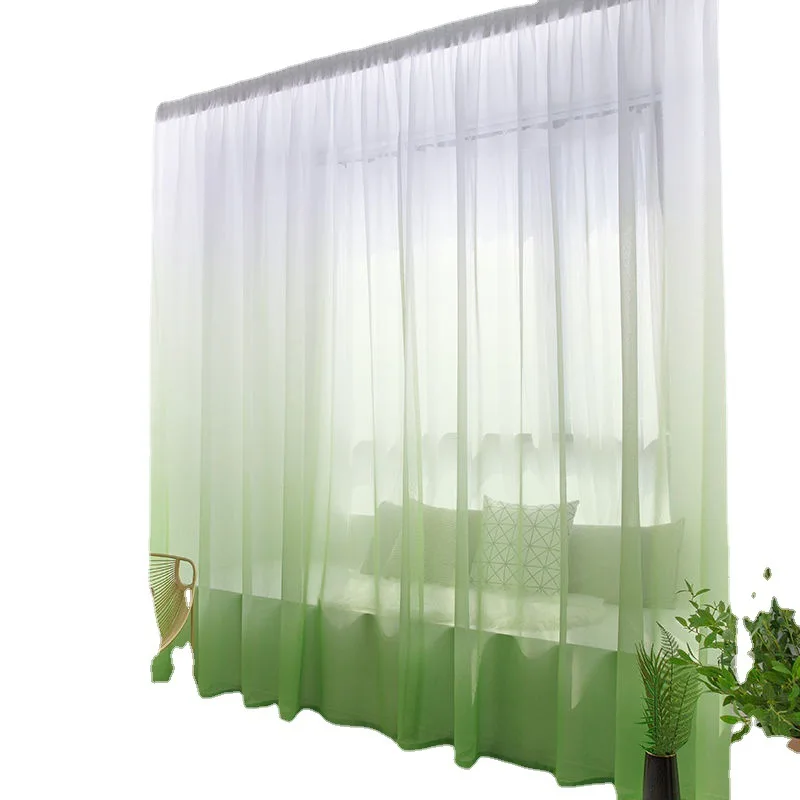 

Velcro Curtains Free Perforated Gauze Curtains Easy To Install Self-adhesive Net Red Gradient Balcony Bay Window Bedroom drapes