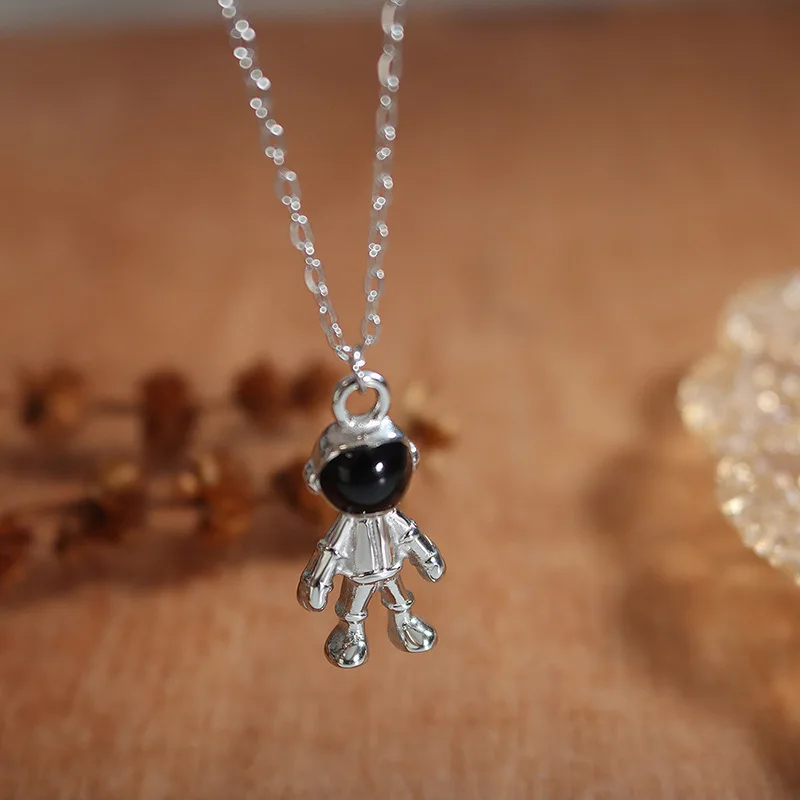 

Spaceman Necklace Cartoon Cute Sweater Chain Autumn and Winter Couple Necklace Titanium Steel Women Jewelry Gift For Best Friend