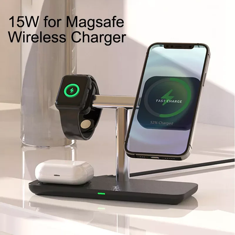 

15W 3In1 For magsafe Wireless Charging for Iphone 13promax 12pro 13pro Huawei Samsung Mobile Phone Chargers Charging Indicator