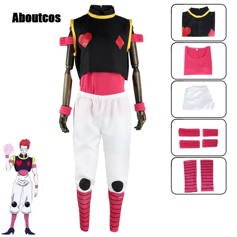 

Aboutcos Anime HUNTER X HUNTER Hisoka Cosplay Costume Full Set Suit Unisex Phantom Troupe Cos Uniform Halloween Cosplay Outfits