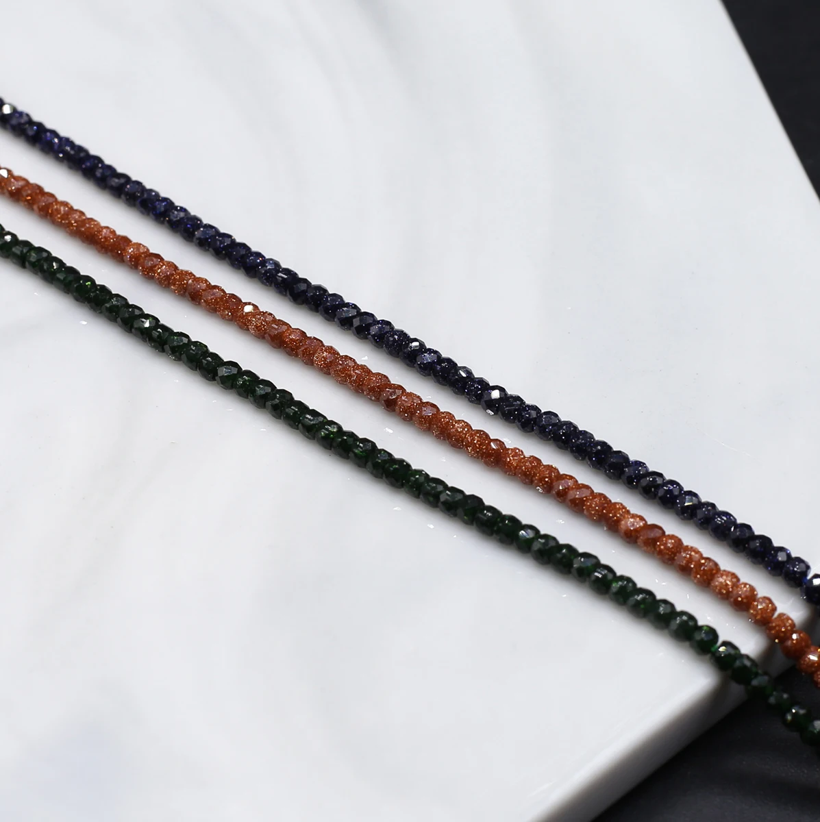 

Charm Natural Stone Gold Green Blue Sand Stone Faceted Small Beads 2x3mm Jewelry Making DIY Necklace Bracelet Accessories Gift