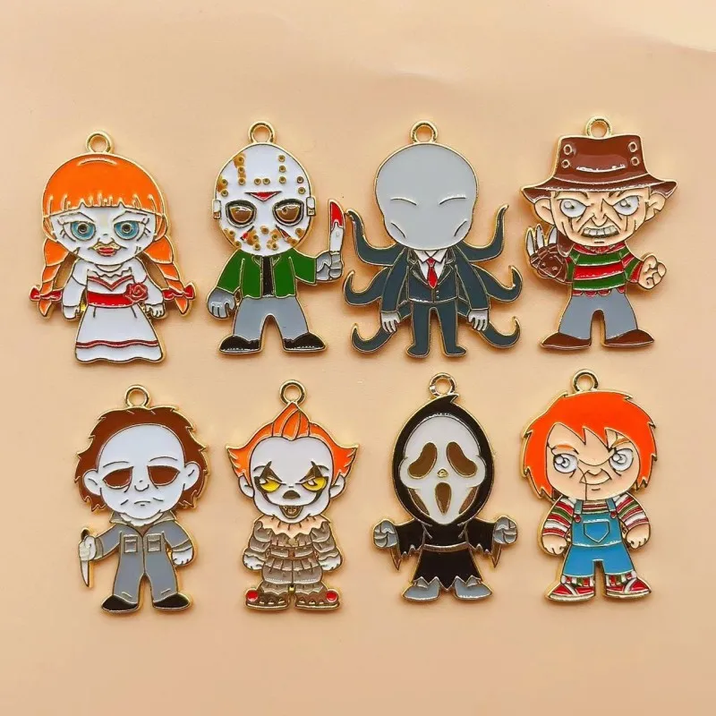 

10pcs Enamel Halloween Alloy Charms Ghost Characters Enamel Charms Pendant For Jewelry Making DIY Bracelet Necklace Findings