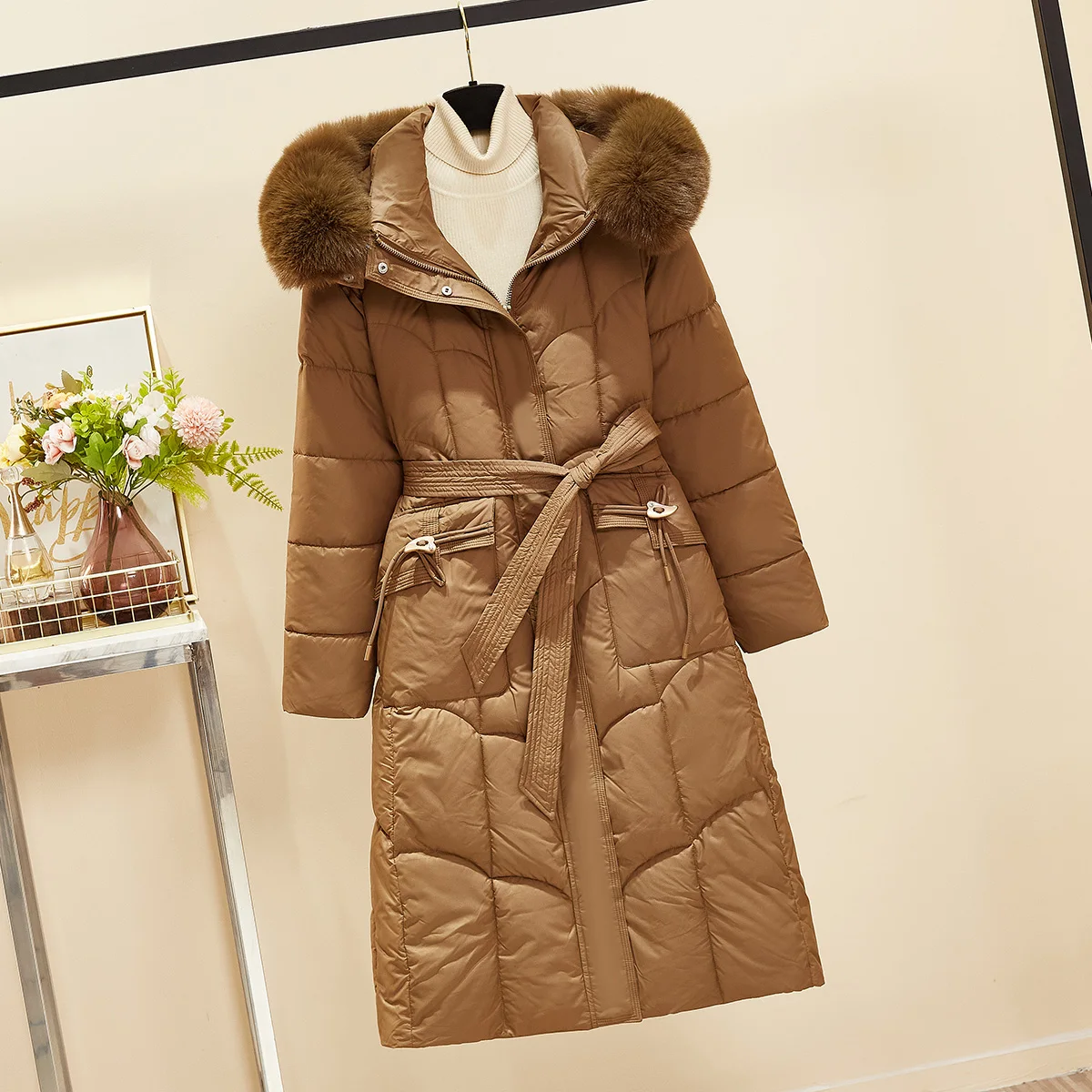 Женское пуховое пальто с хлопковой подкладкой популярная новинка 2024 зимняя