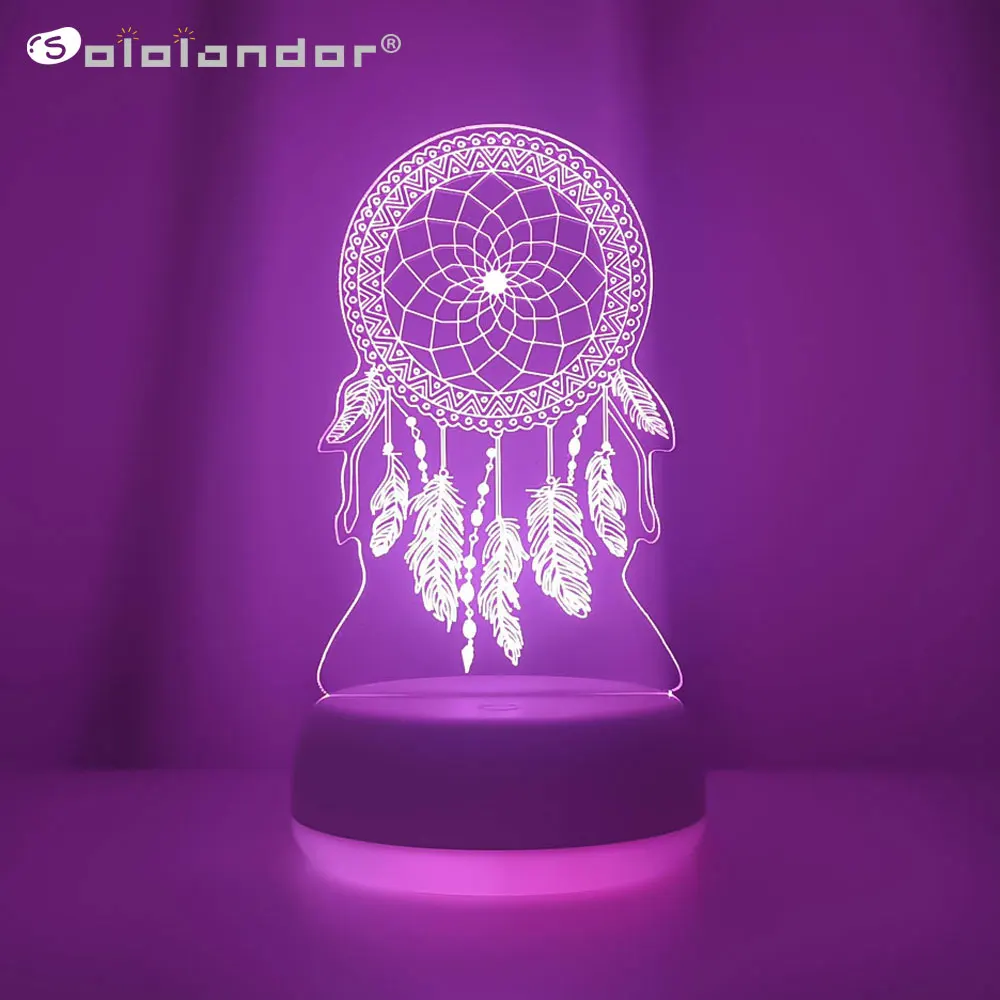 

New LED Night Light Lamp Creative Dream Catch Net Table Lamp Toy Gift For Kids Family Decoration 7 Color Changing 3D Night Light