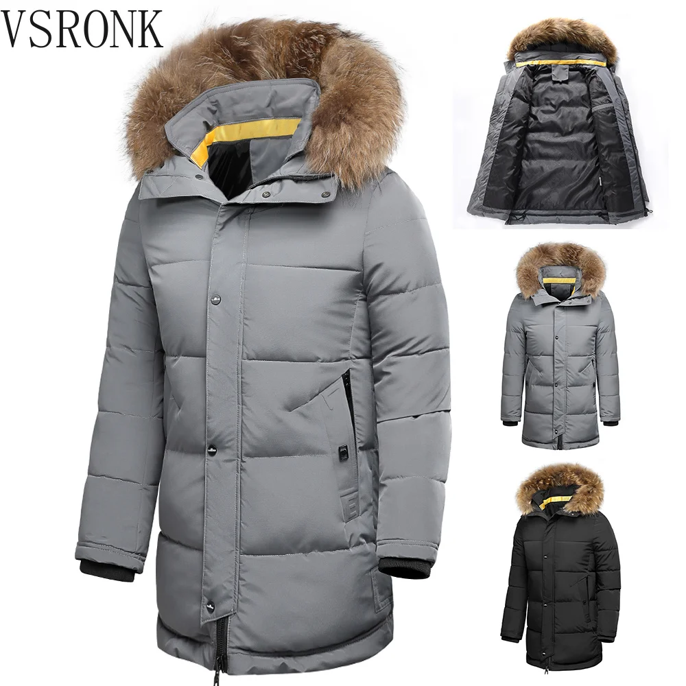 

6Xl Men Winter New Casual Long Thick Fur Collar Hooded Parkas Jacket Coat Men Autumn Fashion Warm Windproof Pocket Hat Parka Men